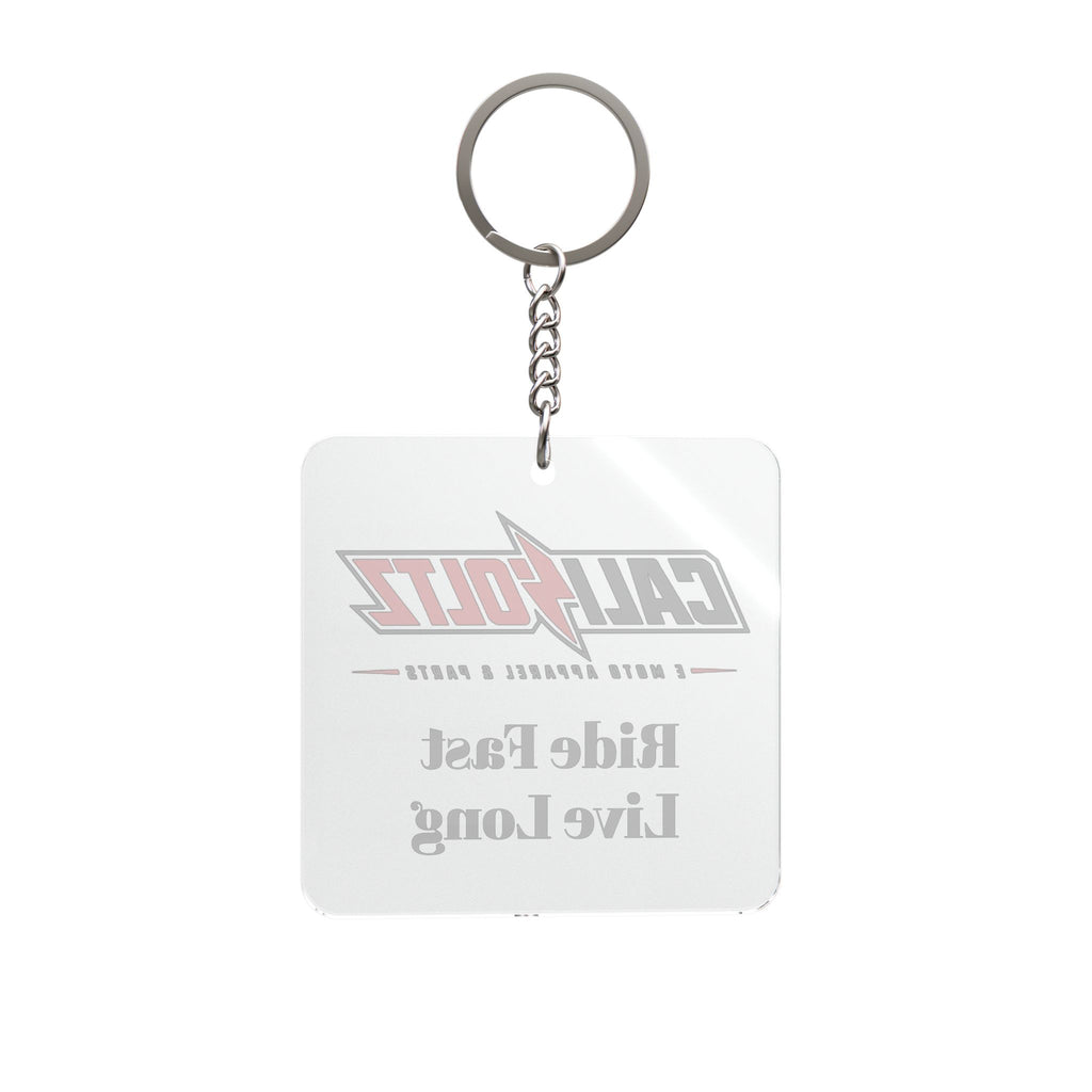 Ride Fast Live Long Square Keychain — Motorcycle Logo Keyring