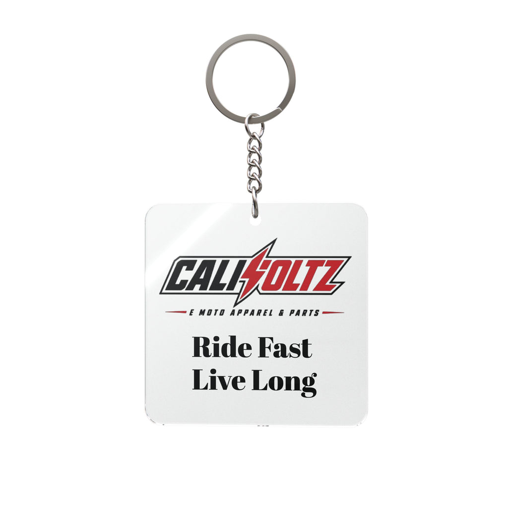 Ride Fast Live Long Square Keychain — Motorcycle Logo Keyring